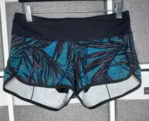 Lululemon Speed Up LowRise Lined Short 2.5”- Size 4- Palm Lace Tofino Teal/Black