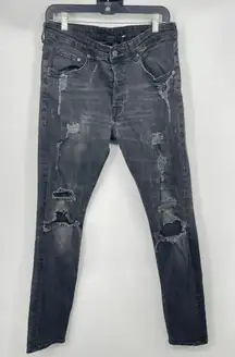 H&M Distressed Denim Jeans - Edgy Chic Style size 34‎