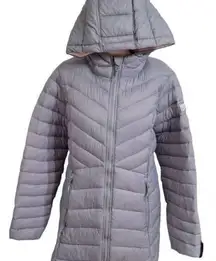 Reebok Women's Glacier Shield Hooded Jacket Gray Large Puffy Packable