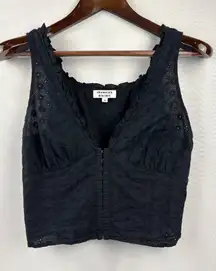 Women’s Frankie’s Bikinis Medium Black Tank Corset Top with a Side Zipper