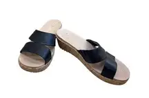 Crocs Womens Black Cork Wedge Sandals Size 10W SKU8135