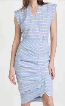 VERONICA BEARD Blue stripe Ruched striped shirt dress 2 $478