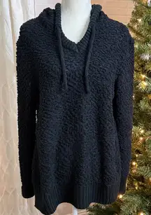 GreenTea Sweater Hoodie Women’s Large Soft Textured Black Pullover