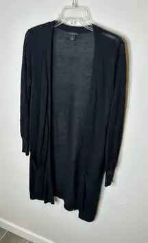 Halogen Black Long Sleeve Open Front Lightweight Knit Cardigan Sweater Women