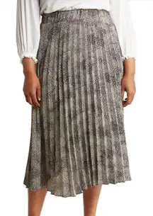 T Tahari Dotted Pleated Skirt A-Line Cream Black Mini Skin 1X