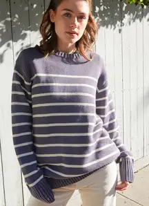 Brandy Melville Brianna Navy and White Thin Stripe Sweater