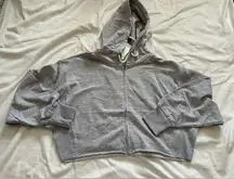 H&M Cropped Full Zip basic Hoodie - Heather Grey size Medium