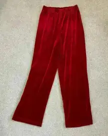 Bob Mackie Pants Straight Leg High Rise Stretch Velvet Red Womens Size Medium