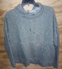 Women's Carhartt Hoodie 1x Relaxed Fit Heathered Sage Green Logo Patch