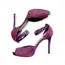 Nine West  Pumps Lisor Suede Stilettos Heels Closed Back Sandals Purple Size 9.0M