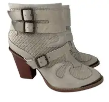 KENSIE HAMLIN SAGE LEATHER ANKLE STRAPS WESTERN BOOTIE WOMEN SIZE US 8M