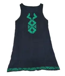 THML Navy Blue Cotton Sundress Sleeveless Mini Women's XS Embroidery Lightweight