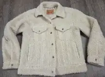 Levi's Premium Baby Bubble Sherpa Trucker Jacket Ivory Women's Small Coat