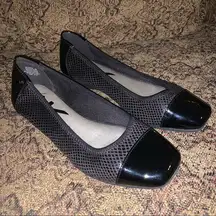 Anne Klein slip on black flat shoes, rubber soles