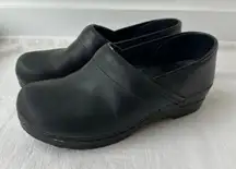 Dansko Black Leather Professional Clogs Slip On Shoes Womens Size 40 9.5 10