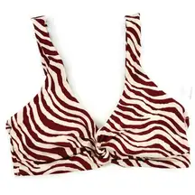 Andie The Portofino Top Zebra Bias Stripe Truffle Bikini Twist Top New Small