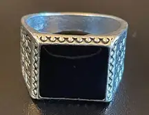 Black obsidian gemstone S925 silver ring size 8.5