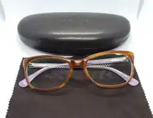 Michael Kors Brown & Purple Prescription Glasses Frames, Case, & Cleaning Cloth