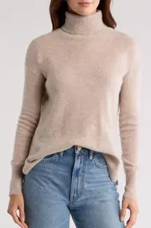 Nordstrom Turtleneck 100% Cashmere Sweater, Size Small‎ (4/6), Beige, NWT