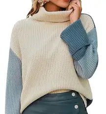 Women’s Turtleneck Colorblock Pullover Sweater