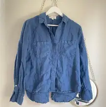 Cloth & Stone Linen Hi/Low Roll Button Front Split Back Size Medium