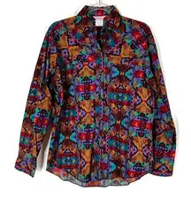Bar C California Ranchwear | Vintage Colorful Western Aztec Button Up Shirt 12