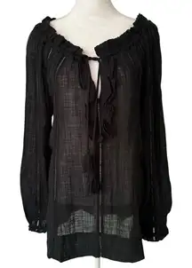 Sundance black long sleeve lightweight swim cover up size S