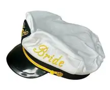 Bride Sailor Captain Nautical Hat Cruise Wedding Bachelorette Bridal Beach Party