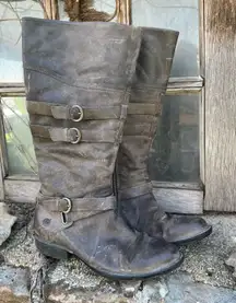 Born Odom gray natural leather knee high riding boots 8M