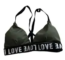 LG Bozzolo green black criss cross sports bra