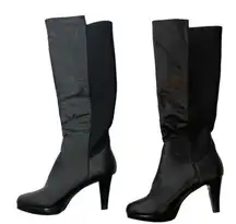 Rampage Black Vegan Leather Fabric Calf Knee High Boot NWOT Size 7.5