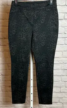 Chico's Black Leopard Print Ankle Pants Women size 0 Chiccore Neutral