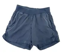 Faherty Linen Blend Pull On Shorts Pockets Lightweight Washed Blue size XS