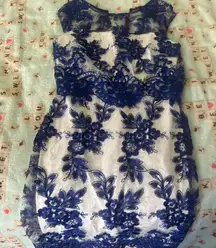 Blue and white dress
