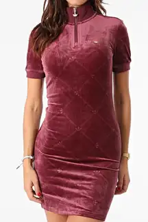 Adidas Originals Victory Crimson Plush Velvet Monogram Dress xs