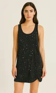 LNA Black Paint Splatter Mini Tank Dress XS Grungecore Streetwear Punk Edgy Fall