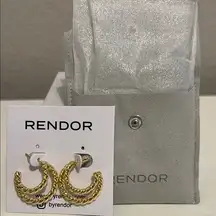 NWT rendor Gold twisted double Hoop Earrings