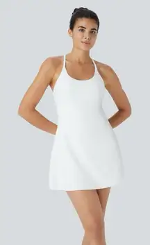 NWT HALARA White SoftlyZero Plush Backless Active Dress-Easy Peezy Edition