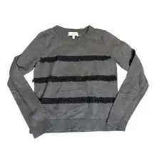 NWOT Milly Minis 10 Girl Sweater Long Sleeve Top Shirt Blouse Gray Mesh Stripe