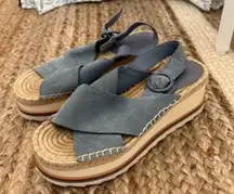 Marc Fisher Blue Suede Platform Sandals