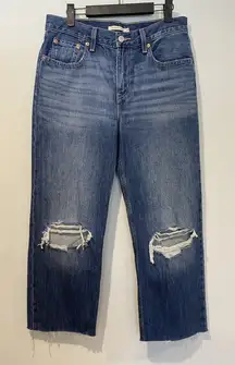 Levis Jeans Women 31" Low Pro Straight High Rise 100% Cotton Raw Hem Distressed