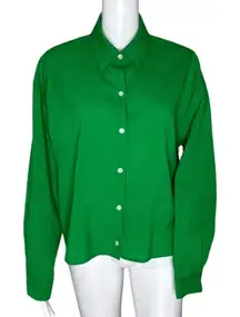 Storets Shirt Womens Small Medium Bright Green Button Up‎ Office Preppy Casual