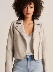 Abercrombie & Fitch moto jacket off white - vegan Leather XL