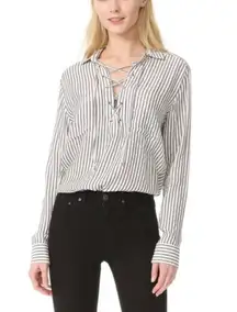 The Kooples Striped Lace Up Blouse