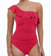 Profile by Gottex Tutti Frutti Ruffle One Shoulder One Piece Swimsuit 16 NWT