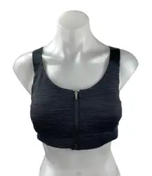 Outdoor Voices Black Heather Sleeveless Zip Front Sports Bra Crop Tank Top Sz S