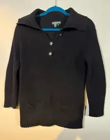 Ralph Lauren Lauren Jeans‎ Women's Black Sweater 1/4 Button Collared Size small
