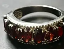 Garnet Gemstone Ring in Stainless Steel, size 7