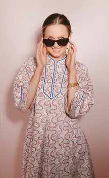 NWT Tuckernuck Cotton Indre Bell Sleeve Mini Dress in Firecracker Boho Swirl.