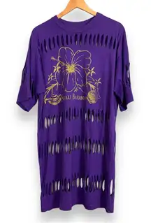 Bahamas Tourist Bathing Suit‎ Cover-Up Shirt Single Stitch Cut Outs Long Glitter